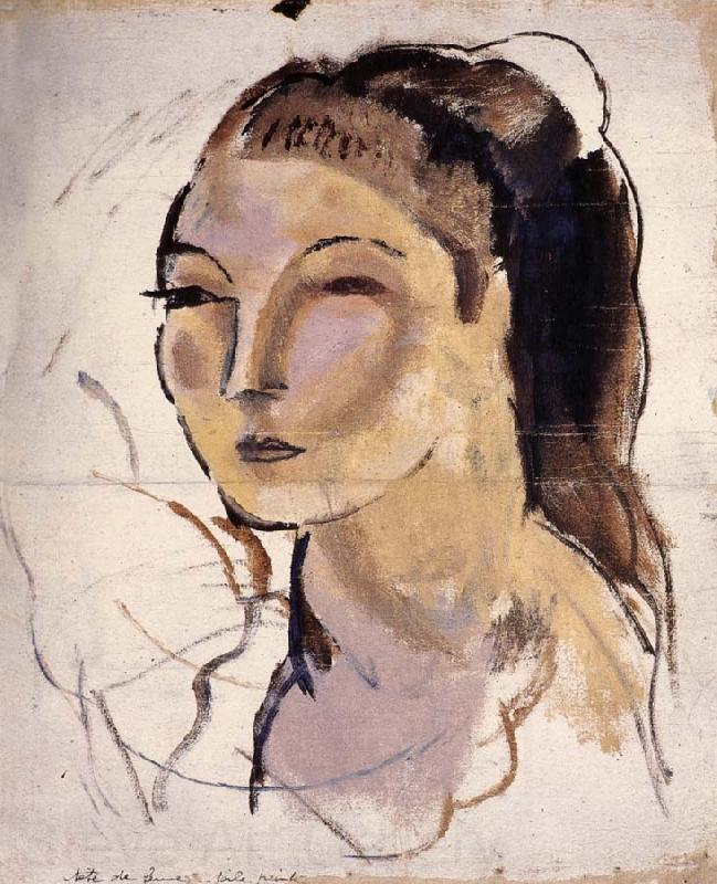 Jules Pascin Head portrait of woman Germany oil painting art